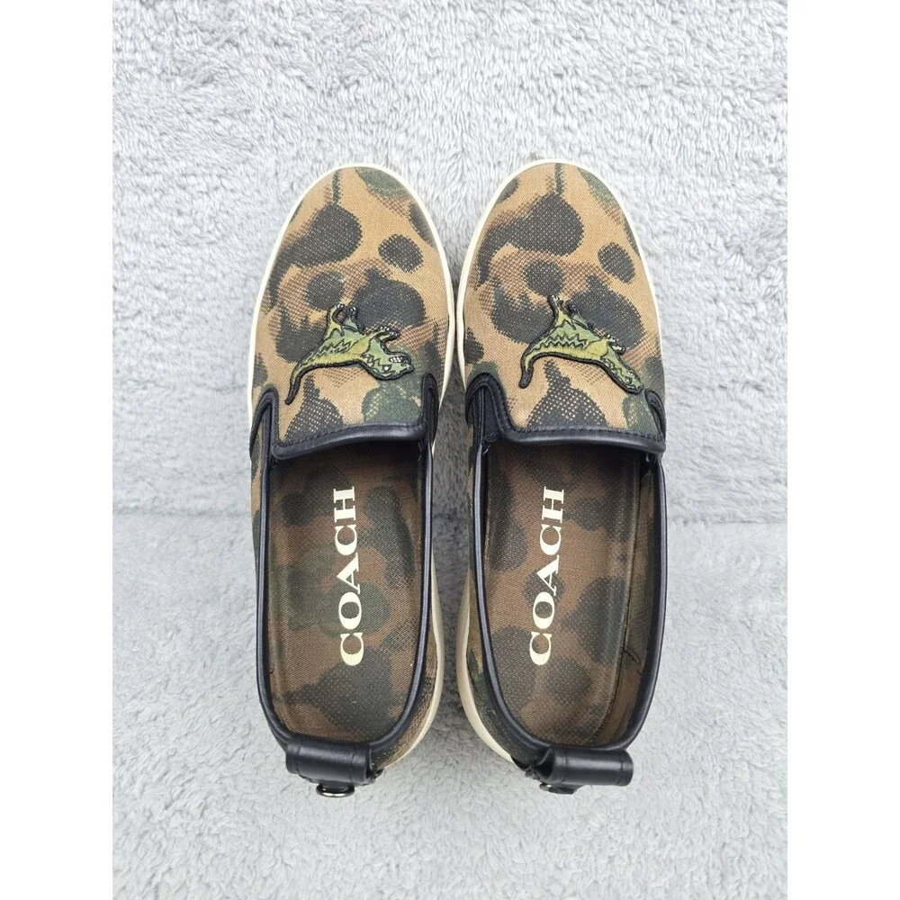 COACH C115 Rexy Dino Dinosaur Camo Slip On Sneakers Mens 8.5 G3864